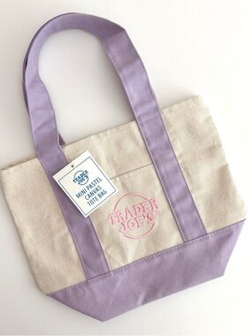 NWT Trader Joe’s Mini Canvas Tote - Spring Lavender